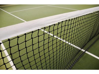 Сетка для большого тенниса 12,8х1,07 м яч. 40х40 мм,обшивка с 4-х сторон, Ø 5,0 - зеленая с крепеж. - вид 1