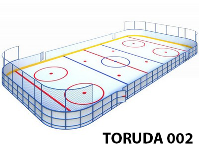 Хоккейная площадка из стеклопластика TORUDA 002 R-3,0 м (ограждение за воротами Н-1500 мм)