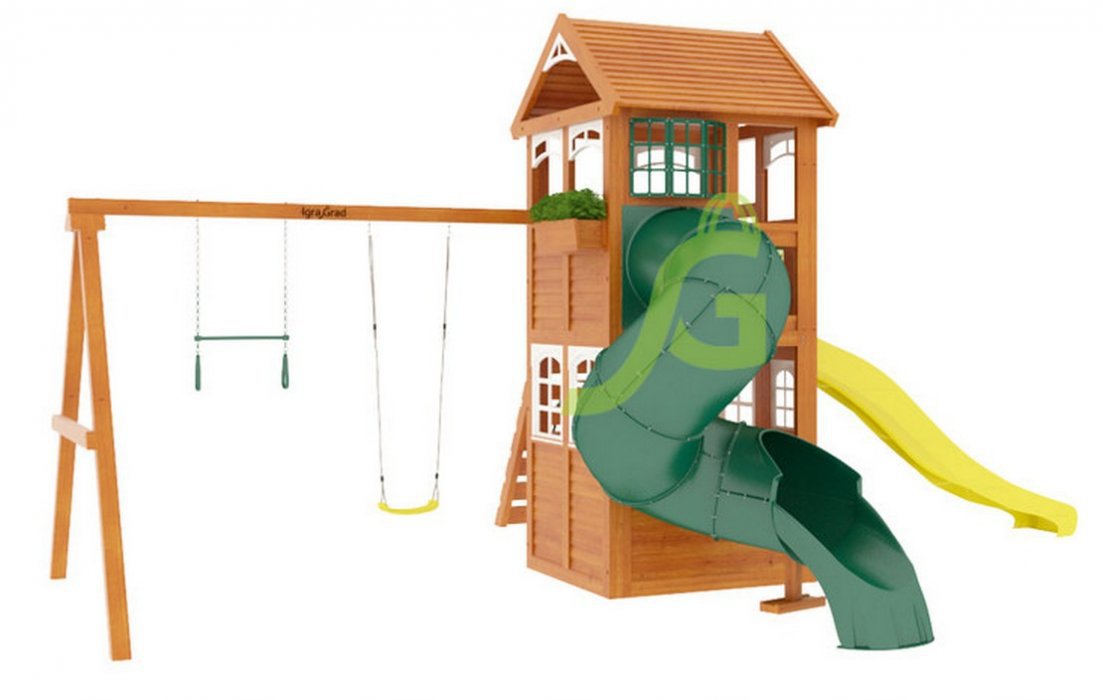 Детская деревянная площадка Клубный домик с трубой Luxe
